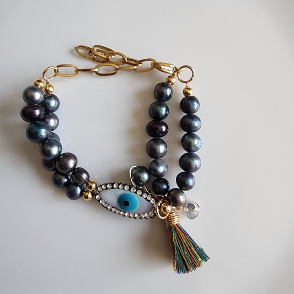 Mystic Black Pearl Evil Eye Necklace - Picture 3 of 5